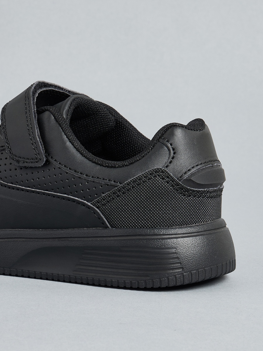 Panelled School Shoes with Hook and Loop Closure