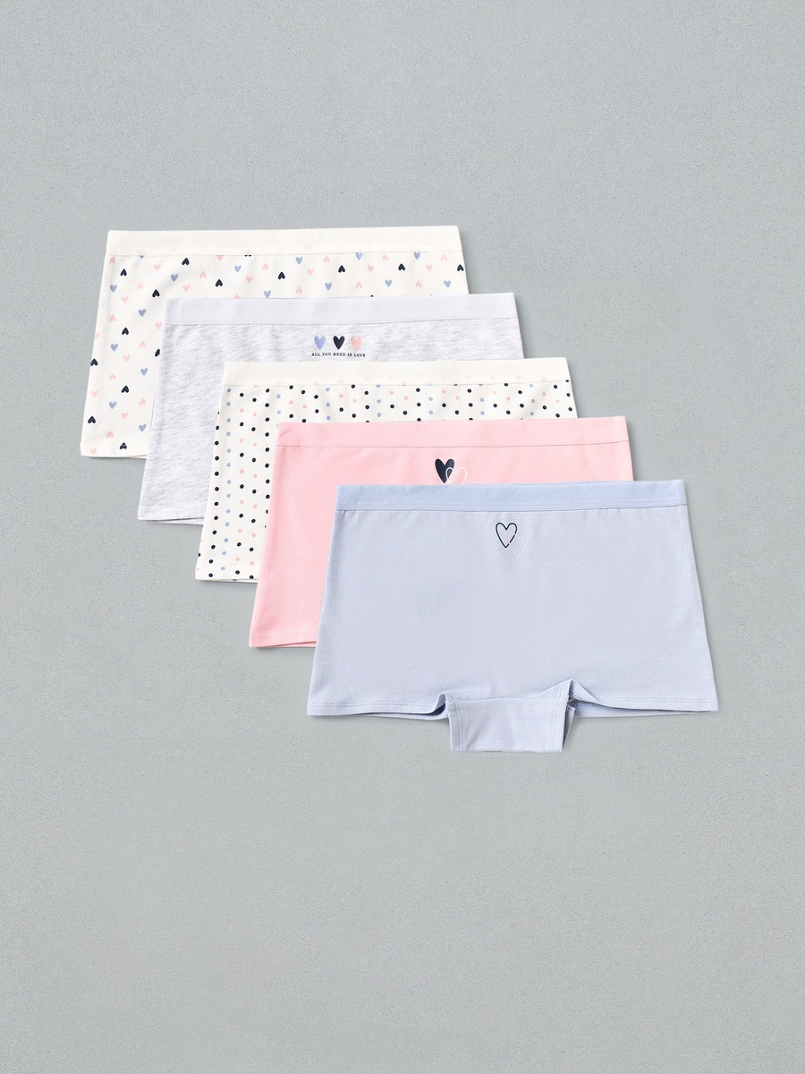 Pack of 5 - Printed Boyshort Briefs
