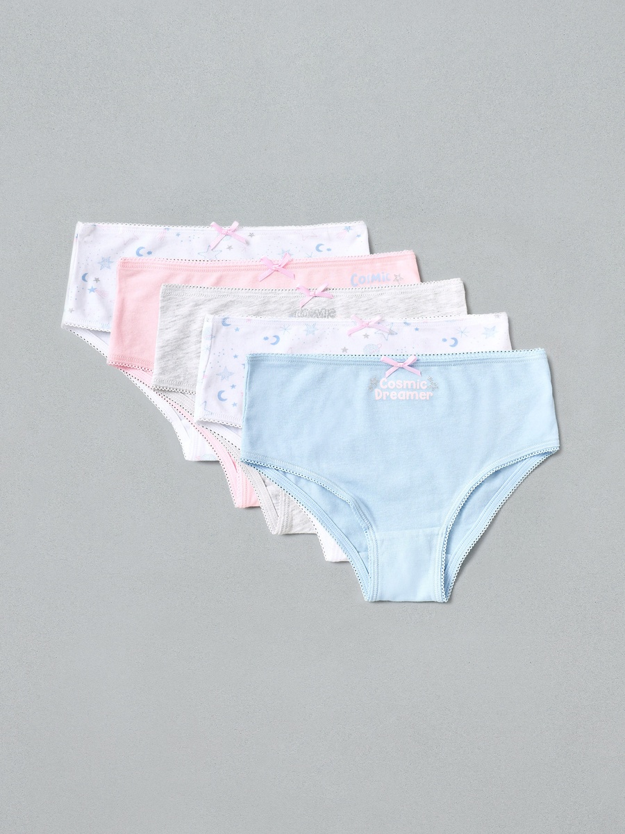 Pack of 5 - Cosmic Print Briefs with Bow Detail