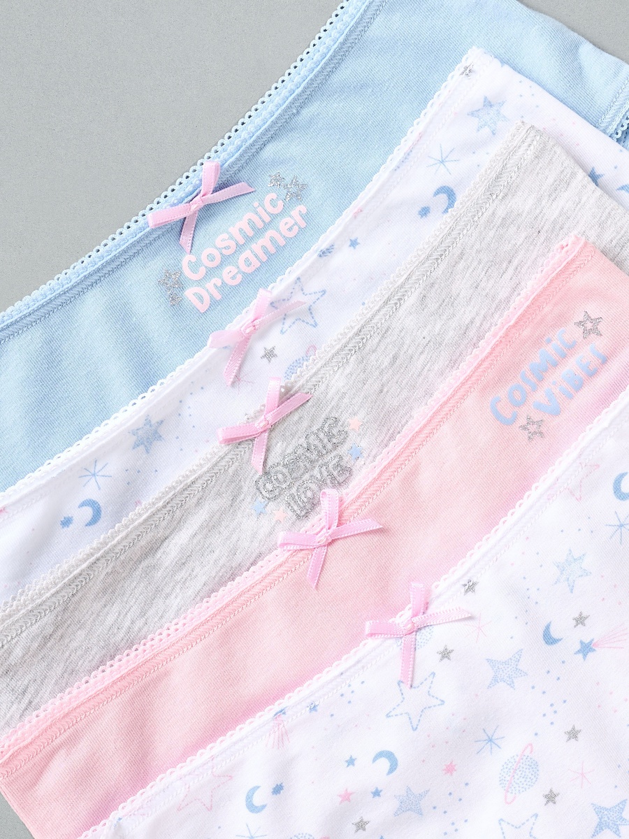 Pack of 5 - Cosmic Print Briefs with Bow Detail
