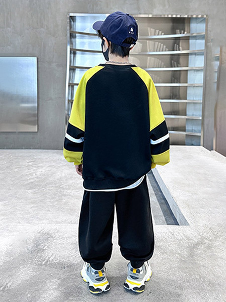 Boys Color Block Sweatshirt and Joggers Set