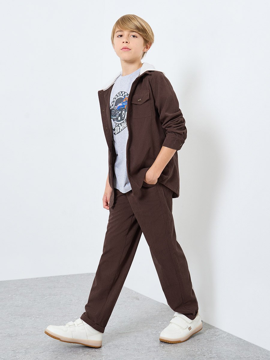 Teens Brown Corduroy Straight Leg Pants