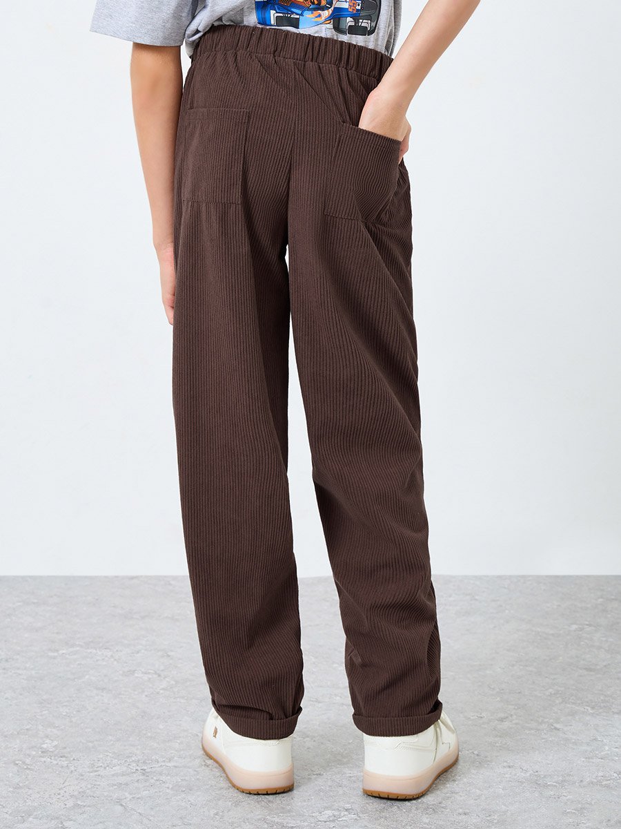 Teens Brown Corduroy Straight Leg Pants