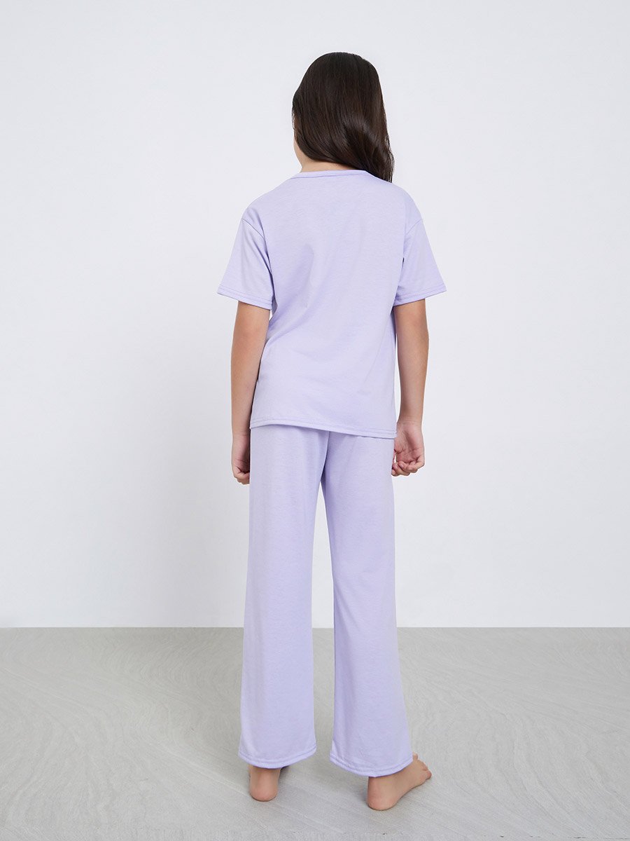Teens Lilac Floral Print T-Shirt and Pyjama Set