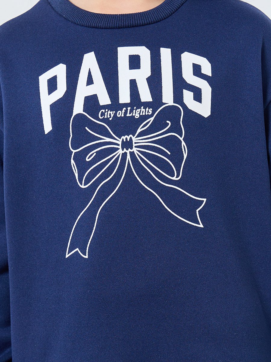 Girls Navy Blue Paris Graphic Sweatshirt
