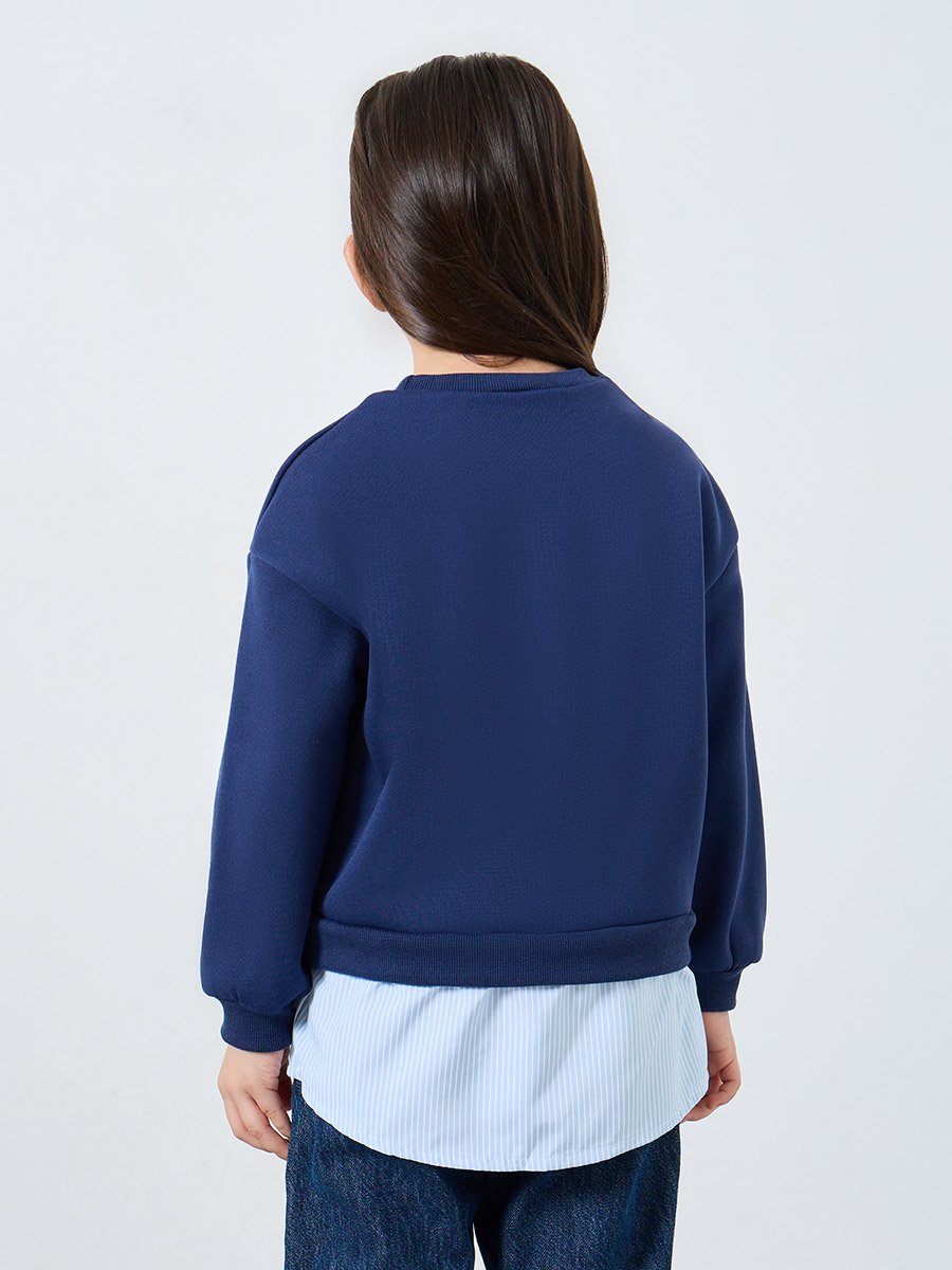 Girls Navy Blue Paris Graphic Sweatshirt