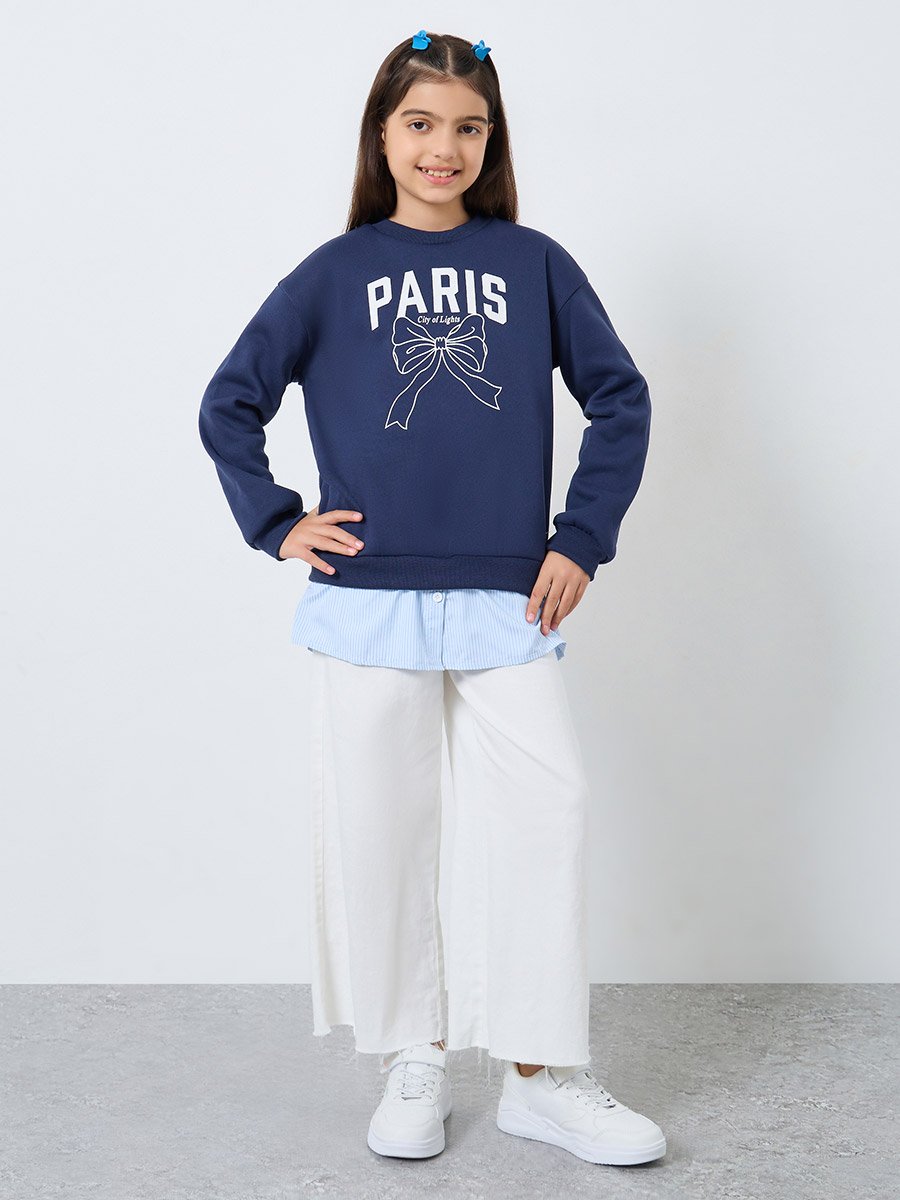 Teen Navy Bow Graphic Sweatshirt
