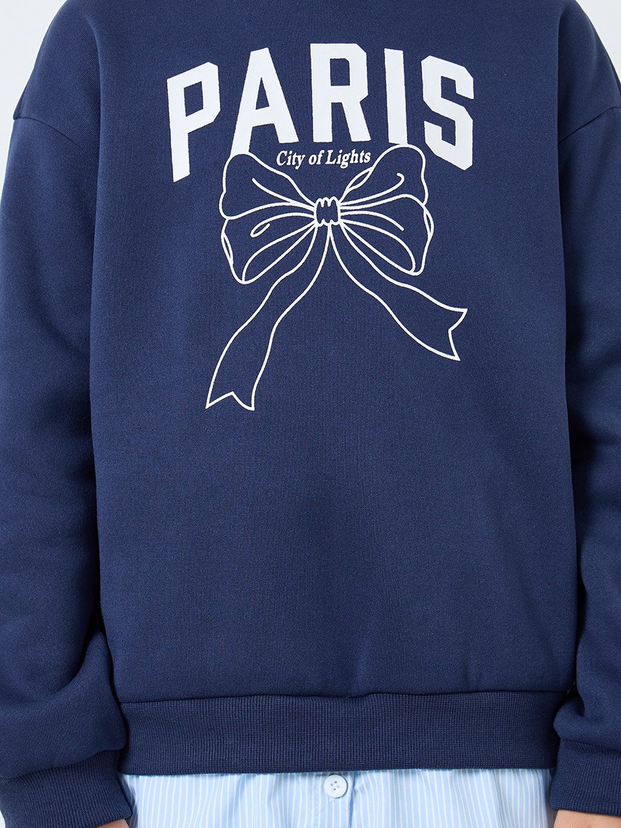 Teen Navy Bow Graphic Sweatshirt
