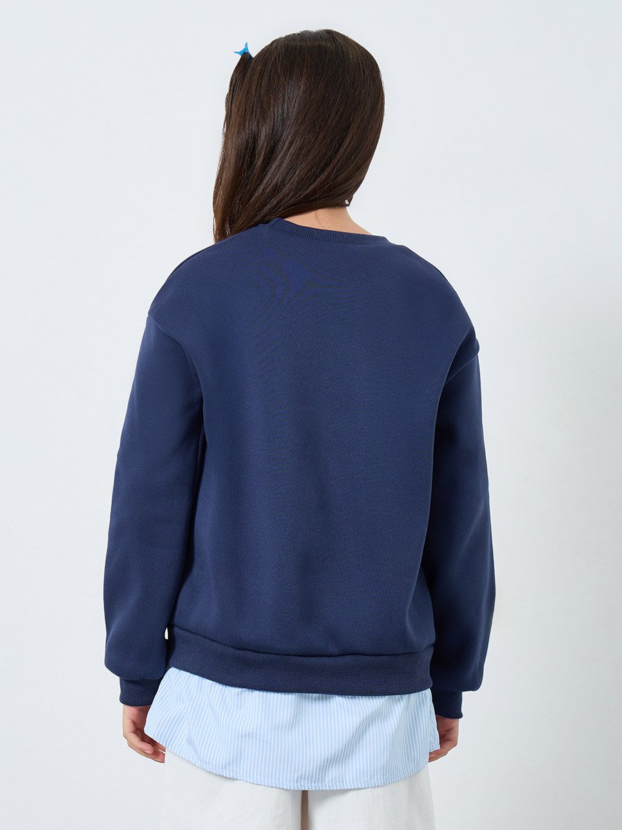 Teen Navy Bow Graphic Sweatshirt