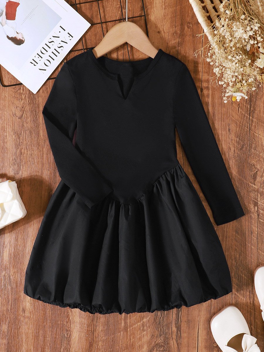 madewell black linen dress Kids Girls Black Long Sleeve Ball Gown Party Dress CHK213