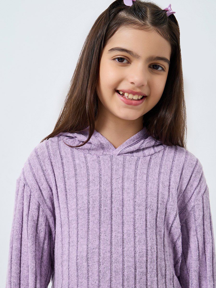 Teens Lilac Hooded Knit Top and Leggings Set