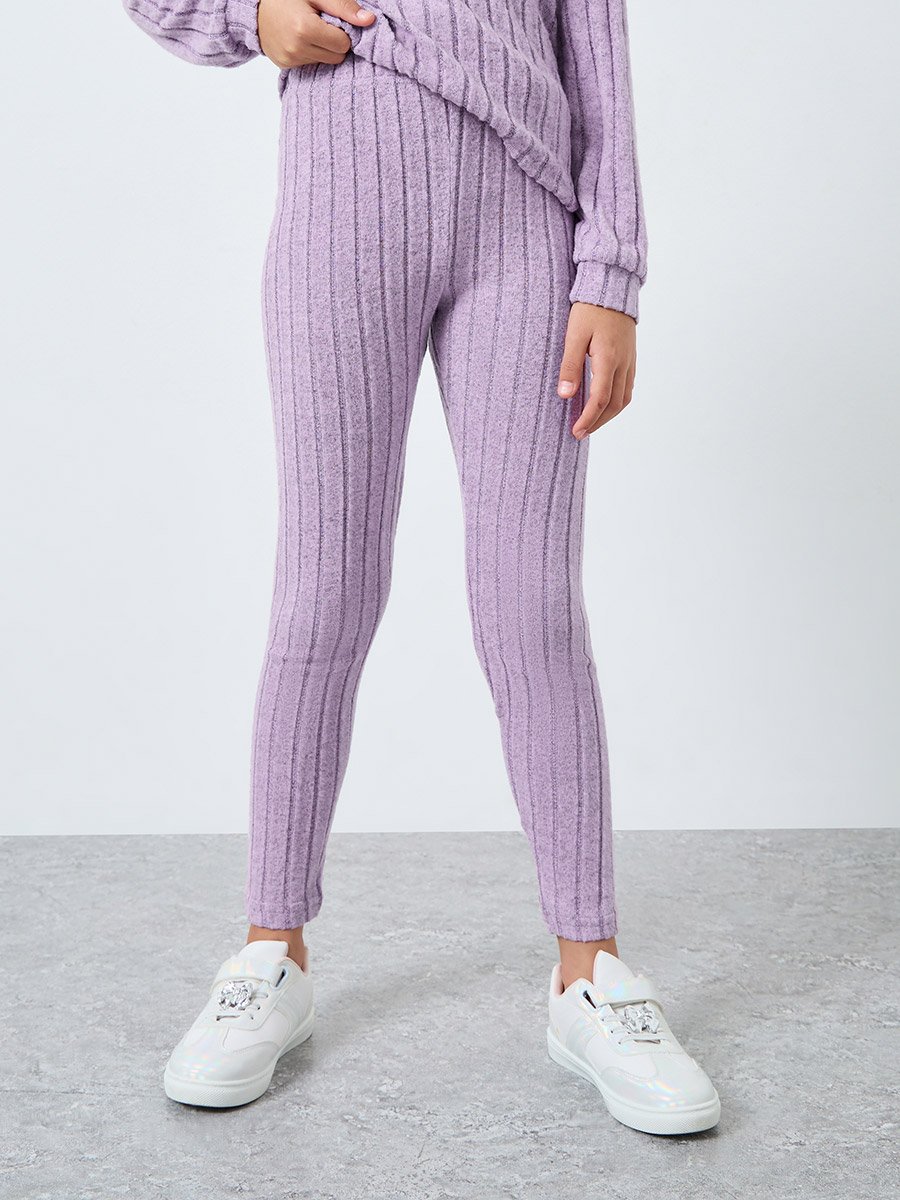 Teens Lilac Hooded Knit Top and Leggings Set