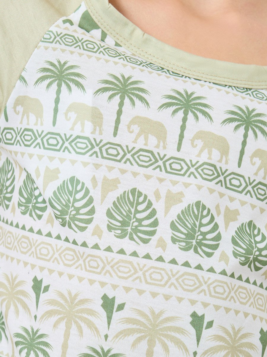 Boys Green Elephant Print T-Shirt and Pyjama Set