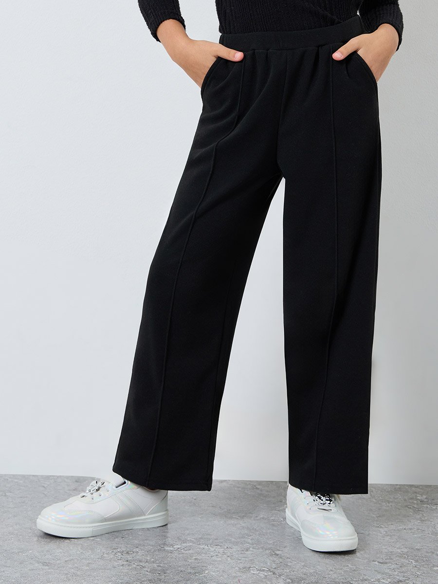 Teens Black Straight Leg Trousers