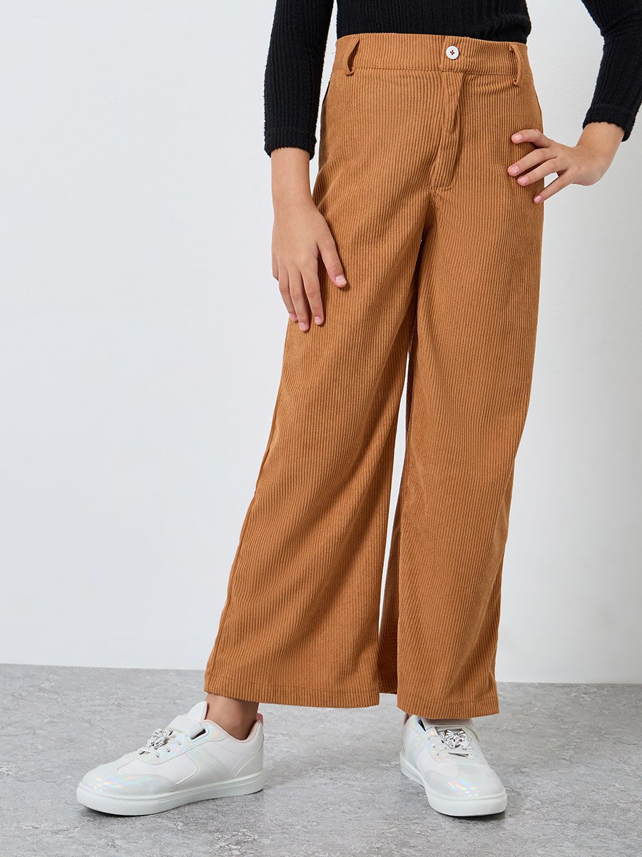 Teens Rust Corduroy Wide Leg Pants