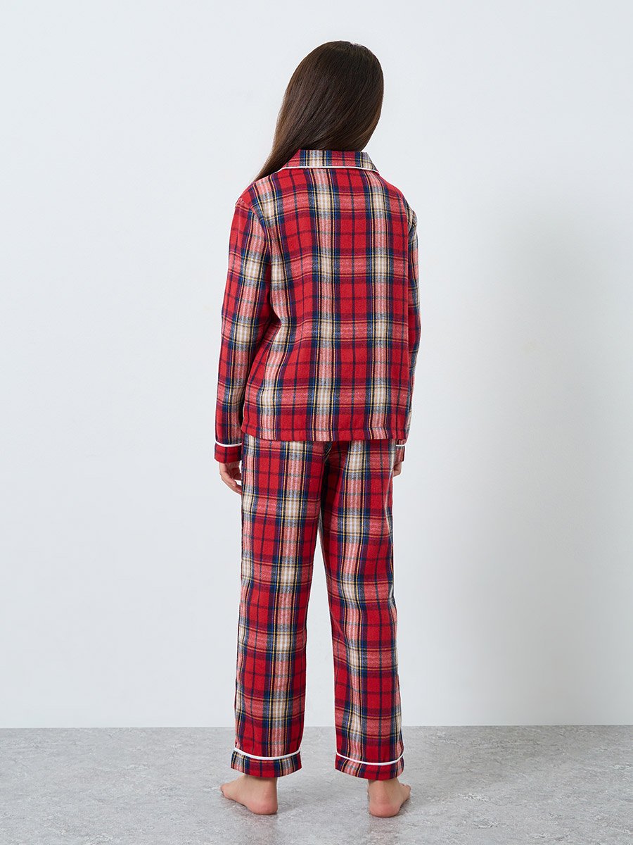 Family Pyjamas - Kids Check Pocket Piped Shirt and Pyjama Set