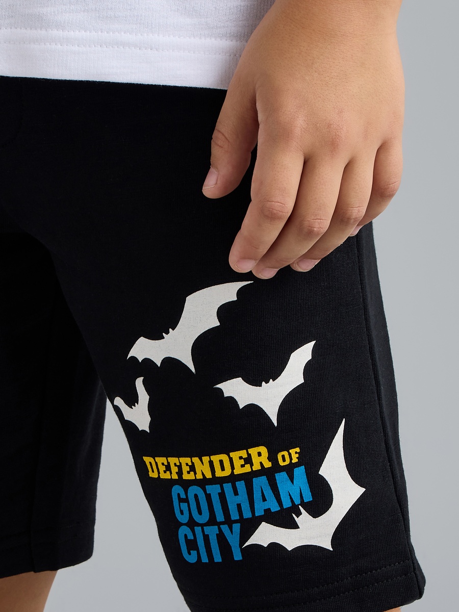 Batman Print Cotton T-Shirt and Shorts Set