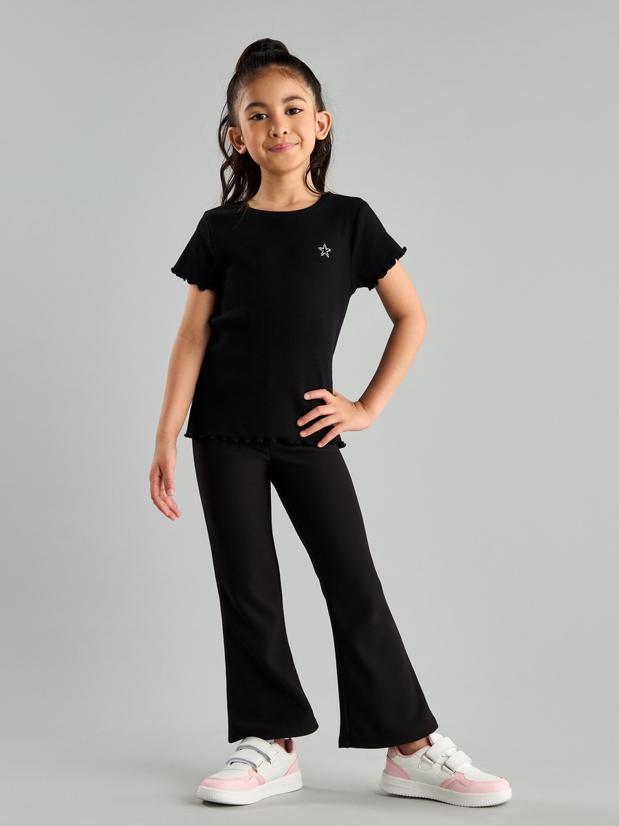 Embellished T-Shirt with Lettuce Hem