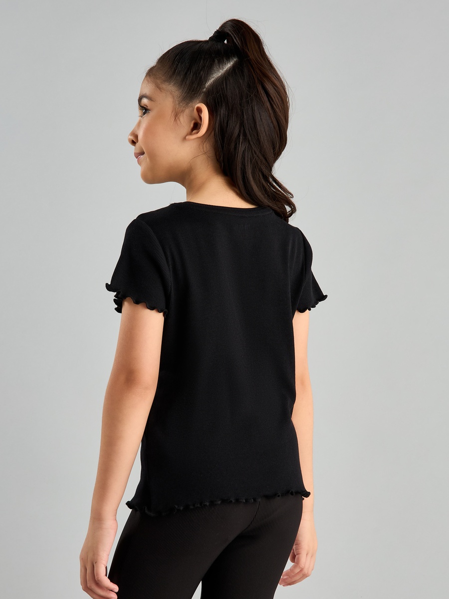 Embellished T-Shirt with Lettuce Hem