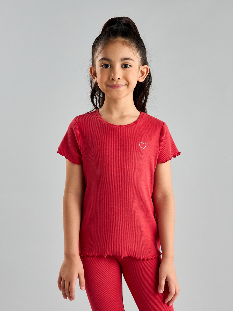 Embellished T-Shirt with Lettuce Hem