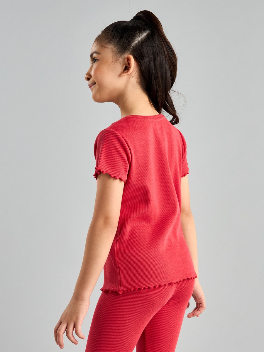 Embellished T-Shirt with Lettuce Hem