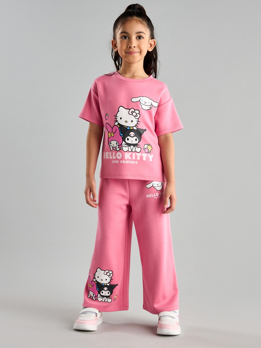 Hello Kitty Print T-Shirt and Pants Set