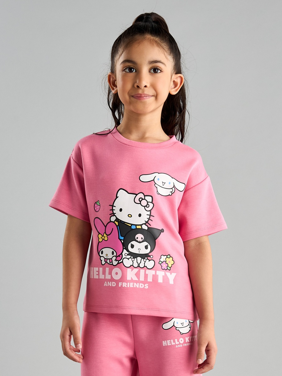 Hello Kitty Print T-Shirt and Pants Set