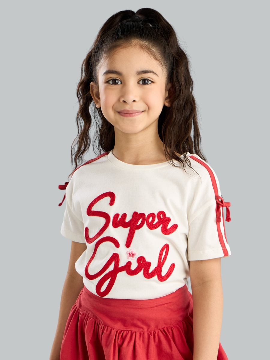 Applique Cotton T-Shirt and Bubble Skirt Set