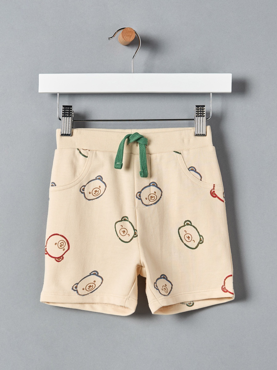 Bear Print T-Shirt and Shorts Set