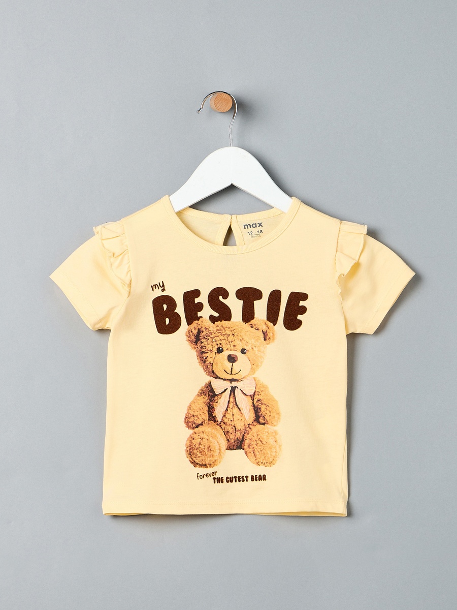 Teddy Bear Print Cotton T-Shirt