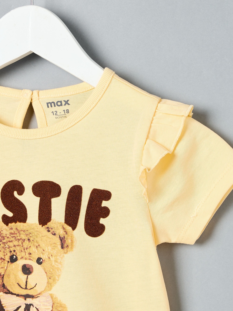 Teddy Bear Print Cotton T-Shirt
