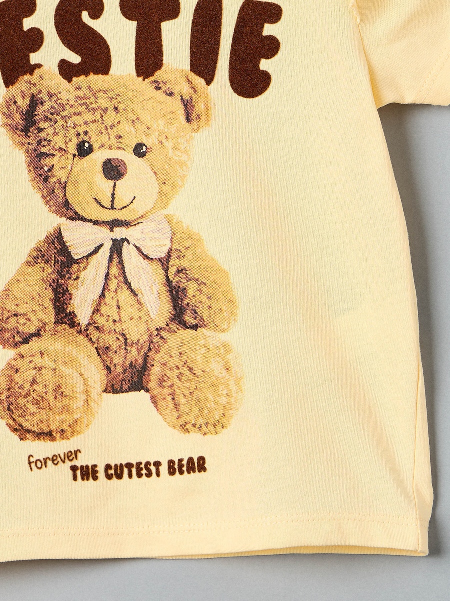 Teddy Bear Print Cotton T-Shirt