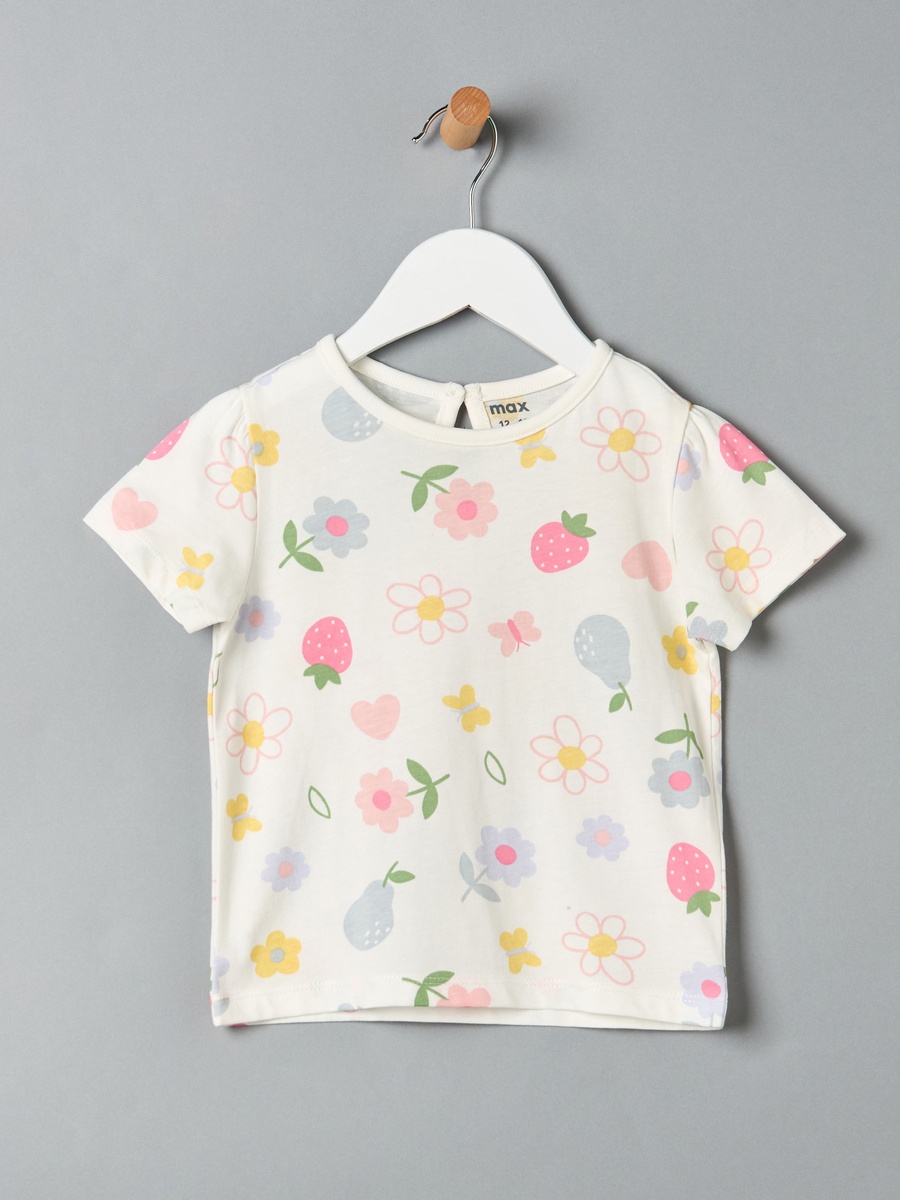 Floral Print Cotton T-Shirt