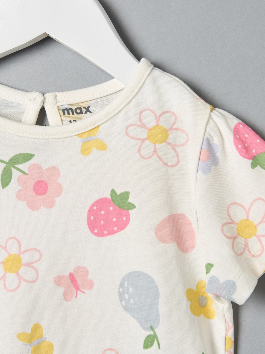 Floral Print Cotton T-Shirt