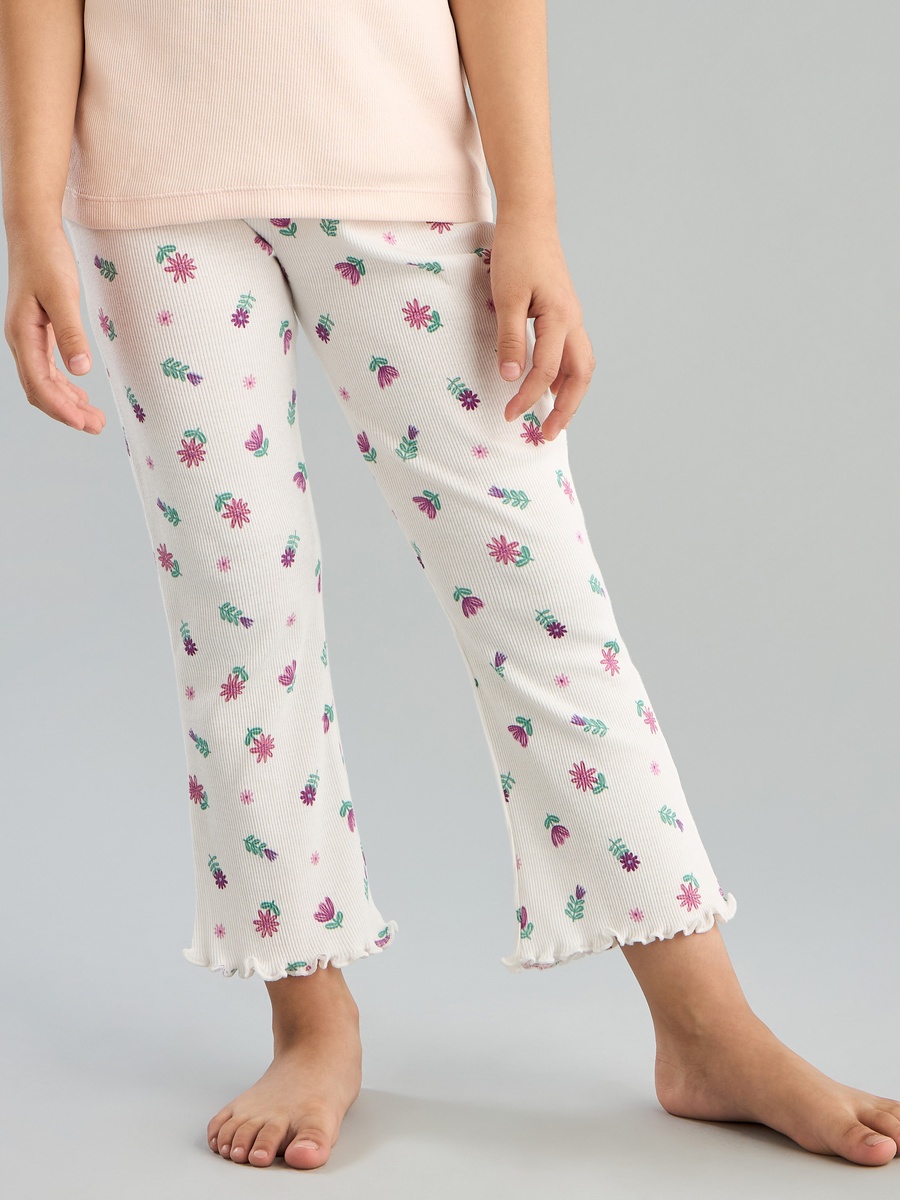 Floral Embroidered T-Shirt and Pyjama Set