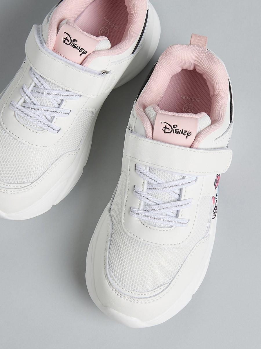 Stitch and Angel Print Sports Shoes with Hook and Loop Closure