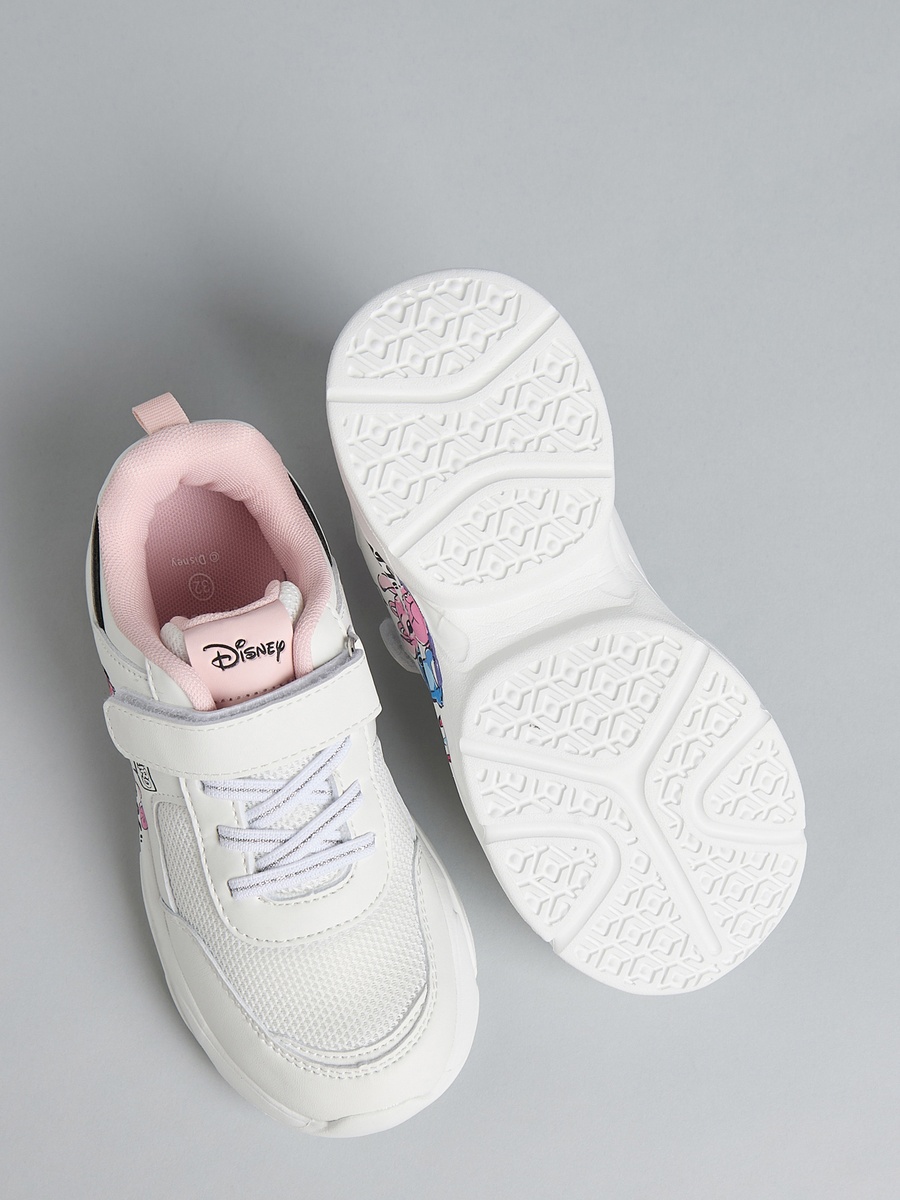 Stitch and Angel Print Sports Shoes with Hook and Loop Closure