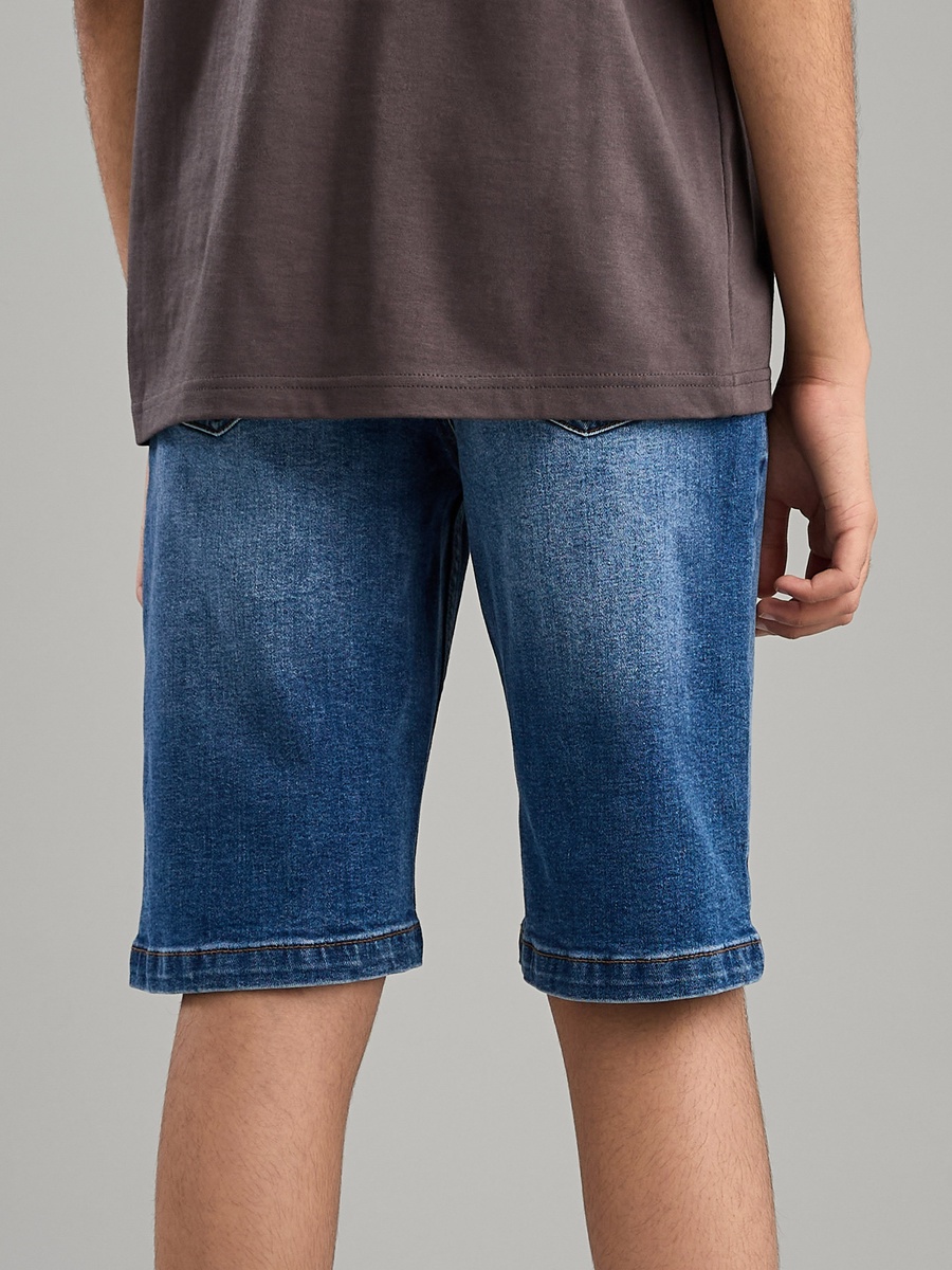 Plain 5-Pocket Denim Shorts