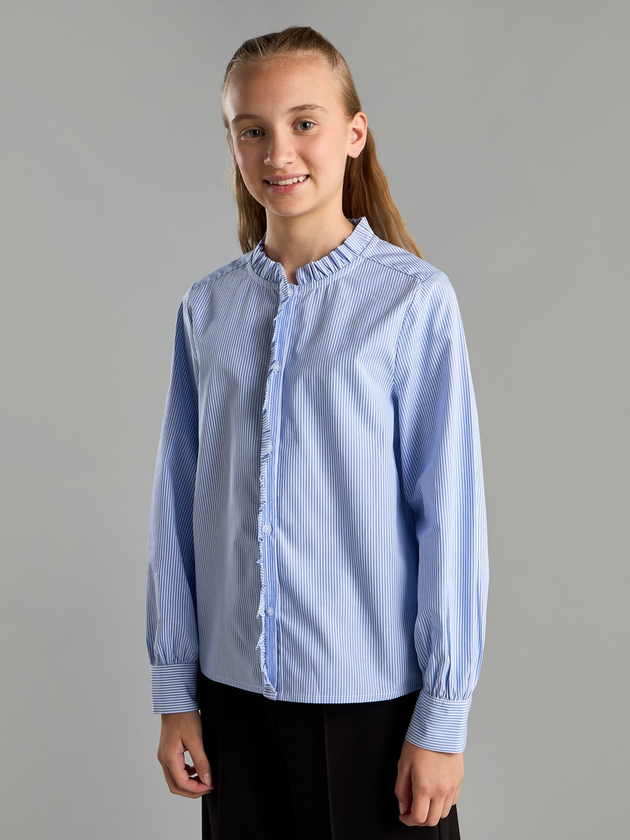 Striped Ruffle Collar Shirt