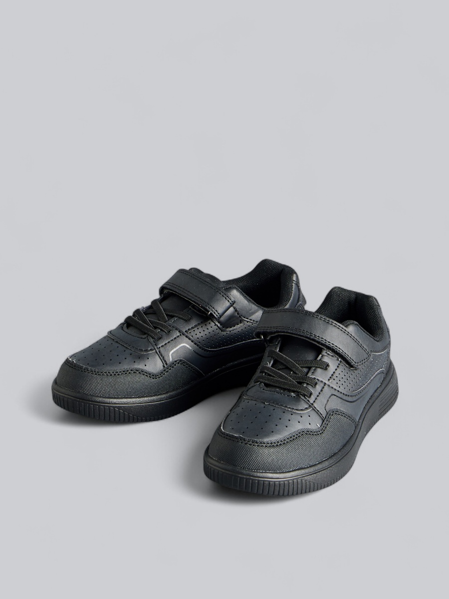 Perforated School Shoes with Hook and Loop Closure
