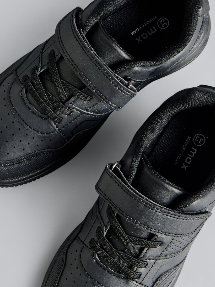 Perforated School Shoes with Hook and Loop Closure