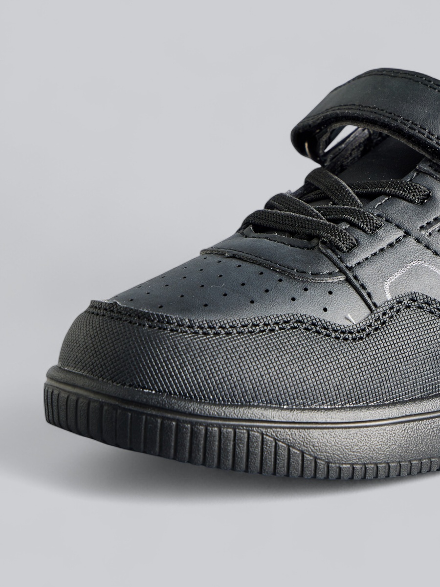 Perforated School Shoes with Hook and Loop Closure