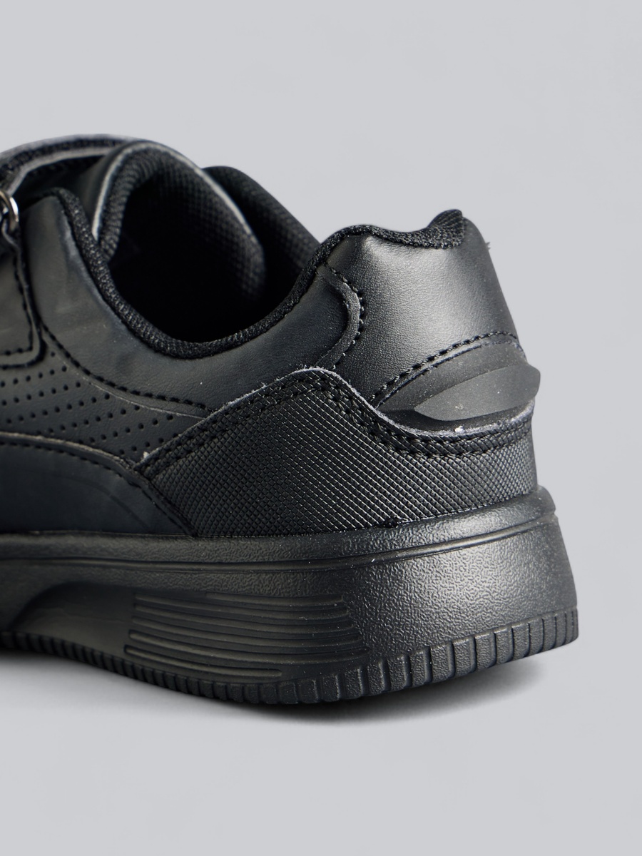 Perforated School Shoes with Hook and Loop Closure