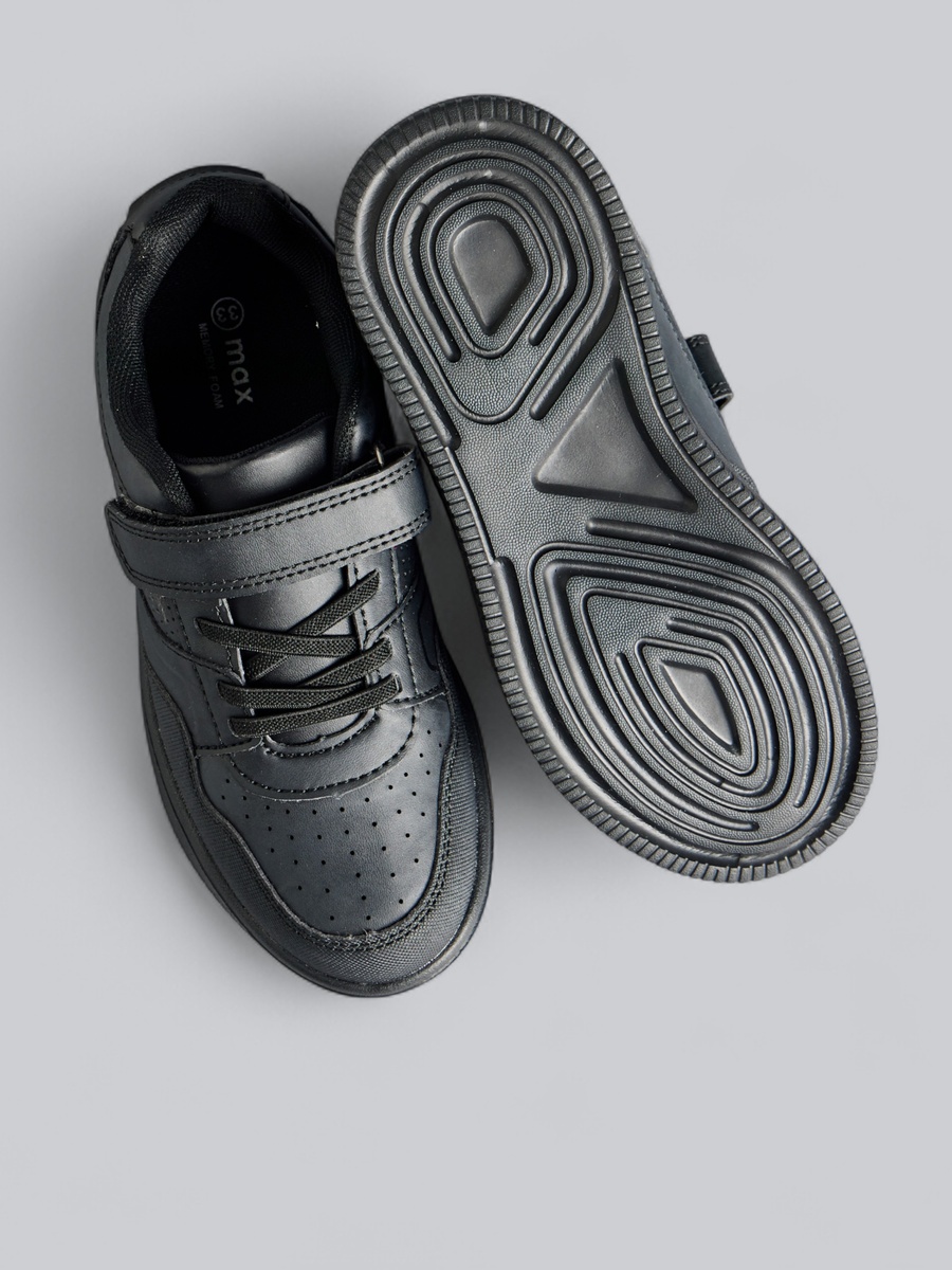 Perforated School Shoes with Hook and Loop Closure