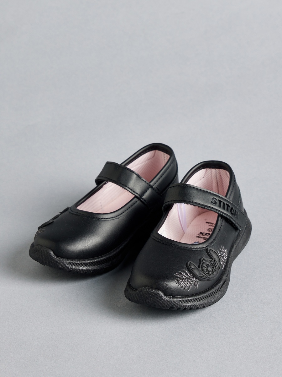 Stitch Applique School Shoes with Hook and Loop Closure