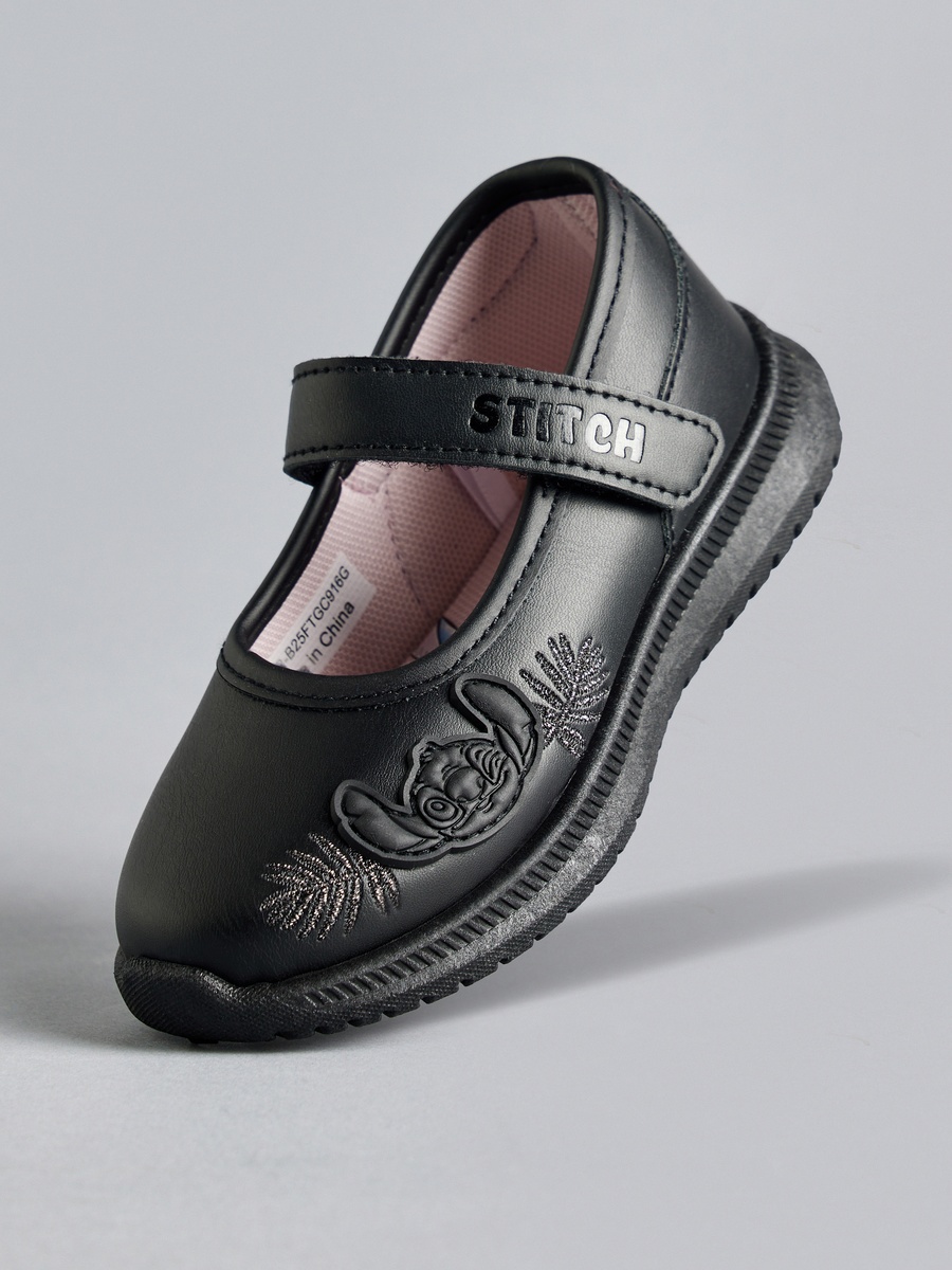 Stitch Applique School Shoes with Hook and Loop Closure