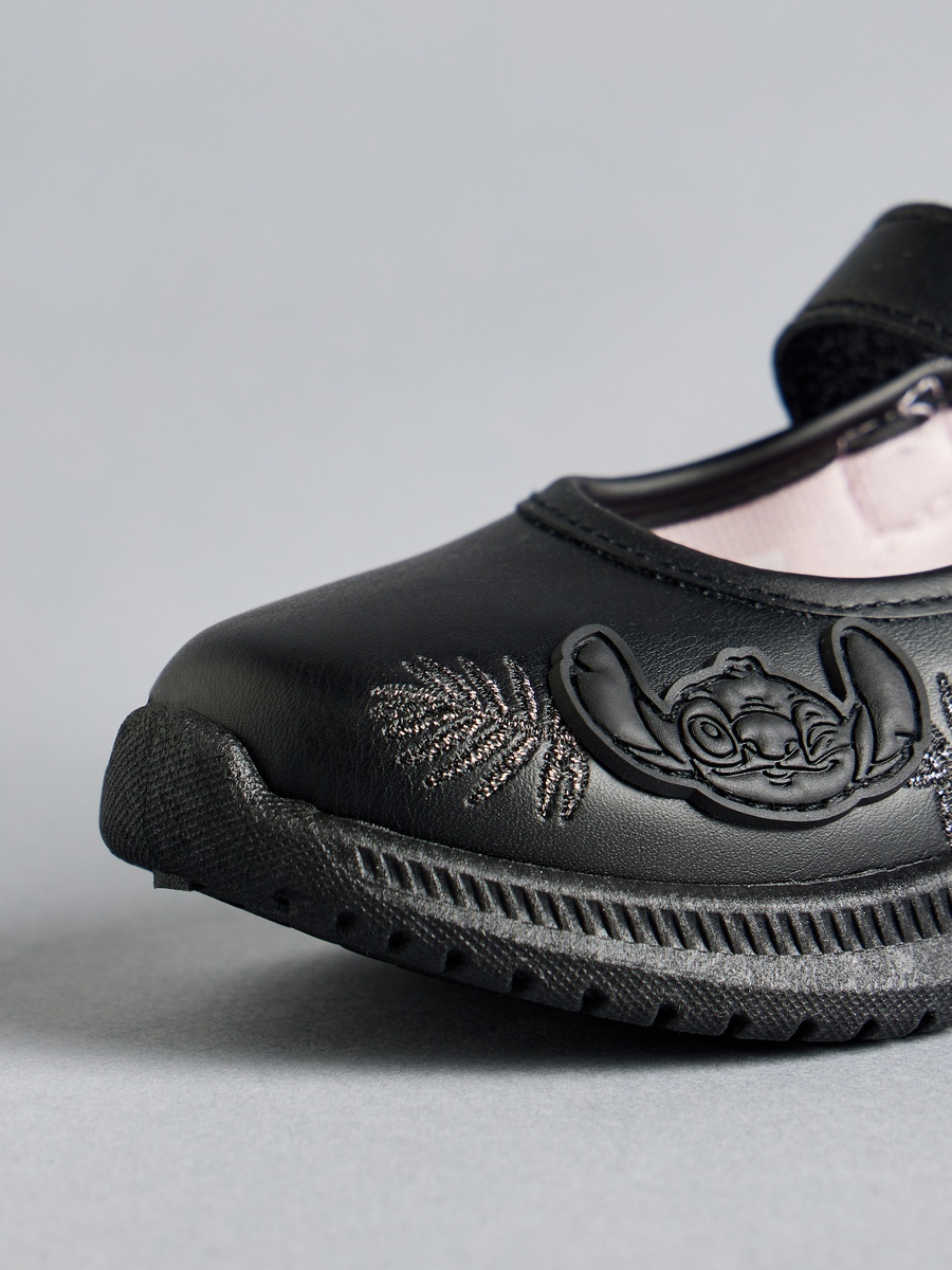 Stitch Applique School Shoes with Hook and Loop Closure