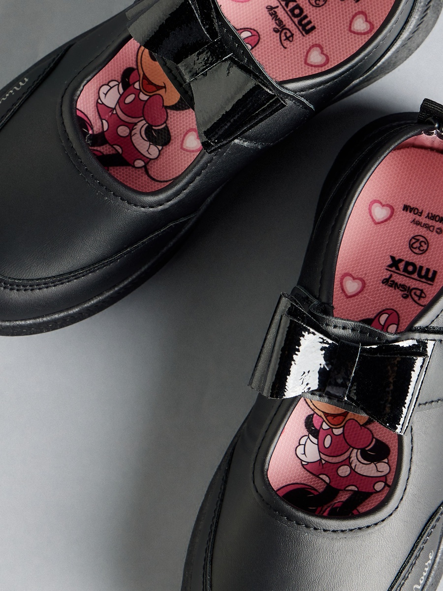 Minnie Mouse Applique School Shoes with Hook and Loop Closure