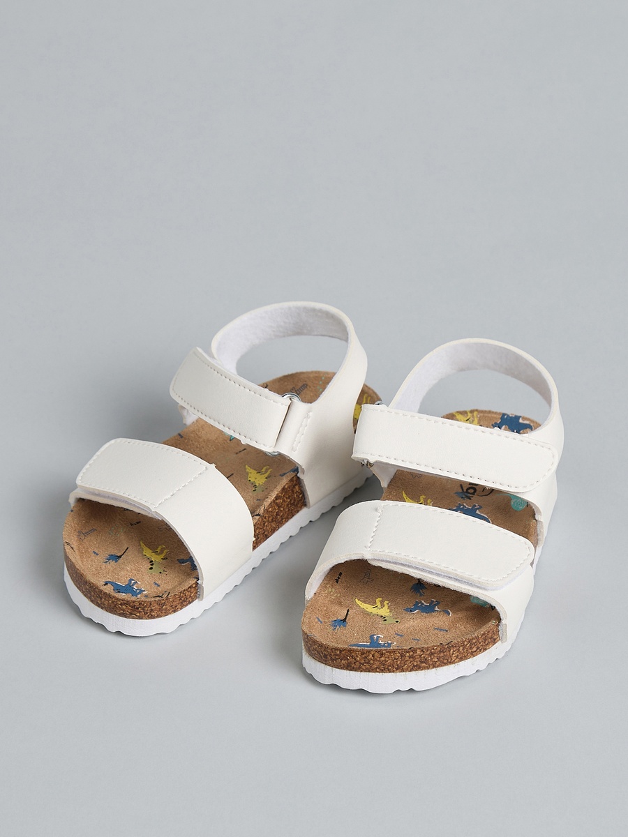 Plain Sandals with Hook and Loop Closure