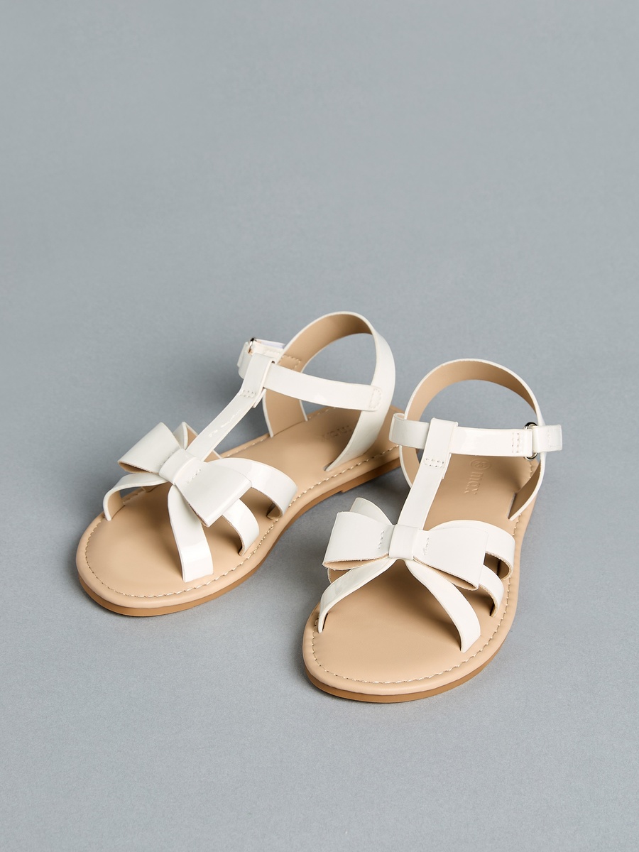 Bow Detail Strap Sandals with Hook and Loop Closure